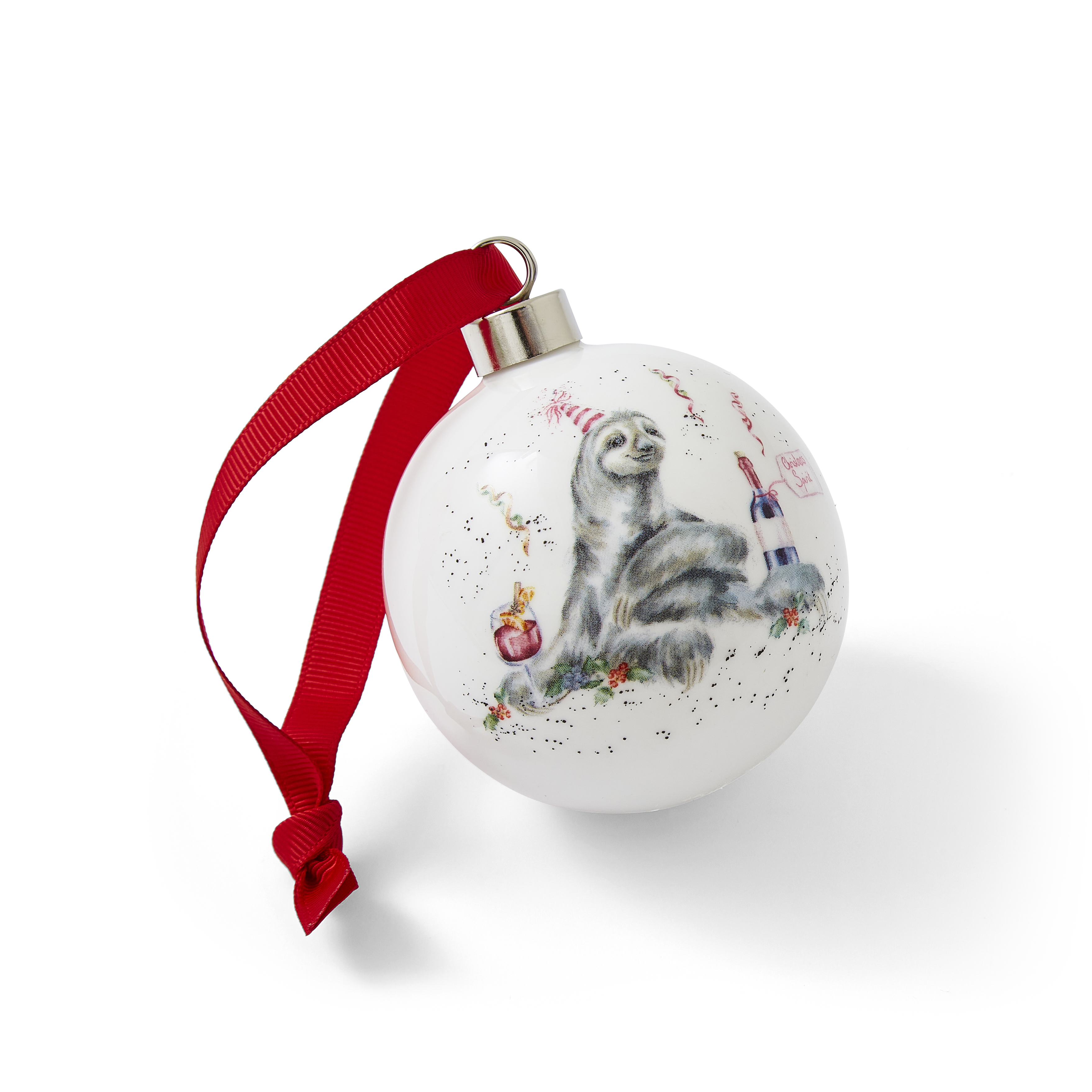 Wrendale Designs Holiday Spirits Bauble, Sloth image number null